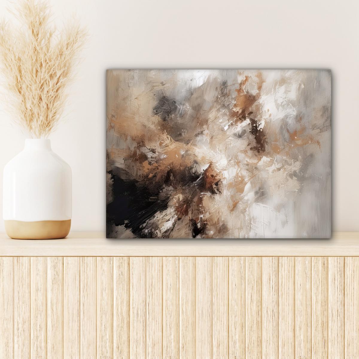 LEINWANDBILD Farbe - Abstrakt - Beige - Kunst Wandbild 40x30 cm - Greige, Textil (40/30cm) - MuchoWow
