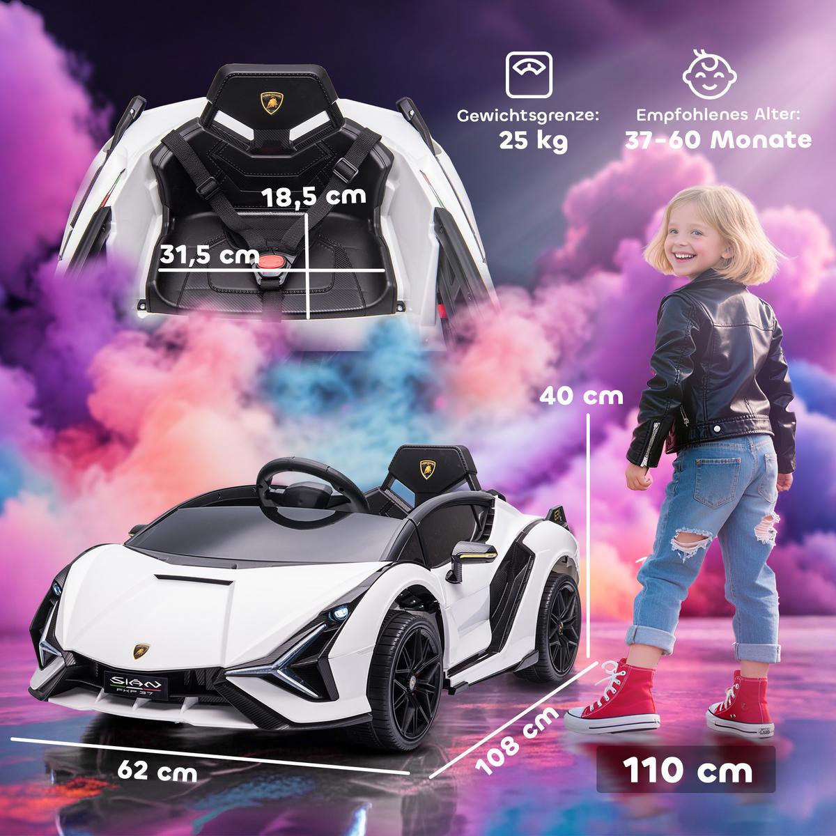 KINDERFAHRZEUG SUV-Auto-Spielzeug mit Fernbedienung Musik Weiß - Weiß, Metall (108/62/40cm) - HOMCOM