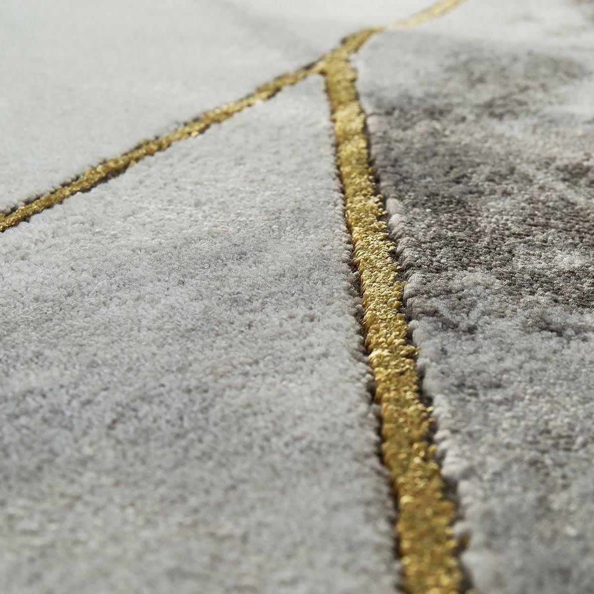 KURZFLORTEPPICH, in Marmoroptik, aus Polyproylen, Florhöhe 12 mm, Gold, 80 x 150 cm - Goldfarben, Textil (150/80cm) - KADIMA DESIGN