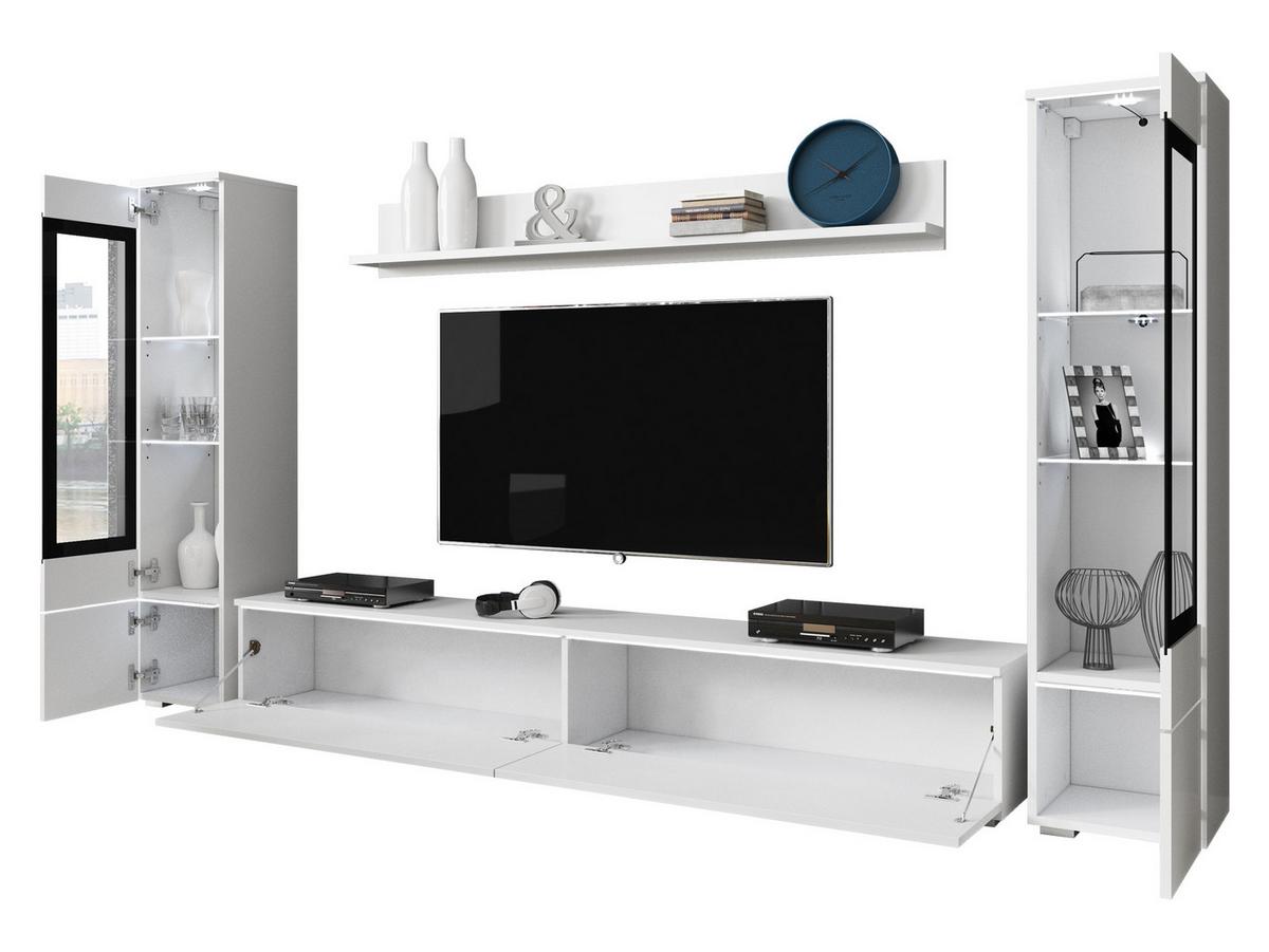 WOHNWAND Vera II mit weißer LED Beleuchtung - Eiche Artisan, Holzwerkstoff (30/130/33cm) - MIRJAN24