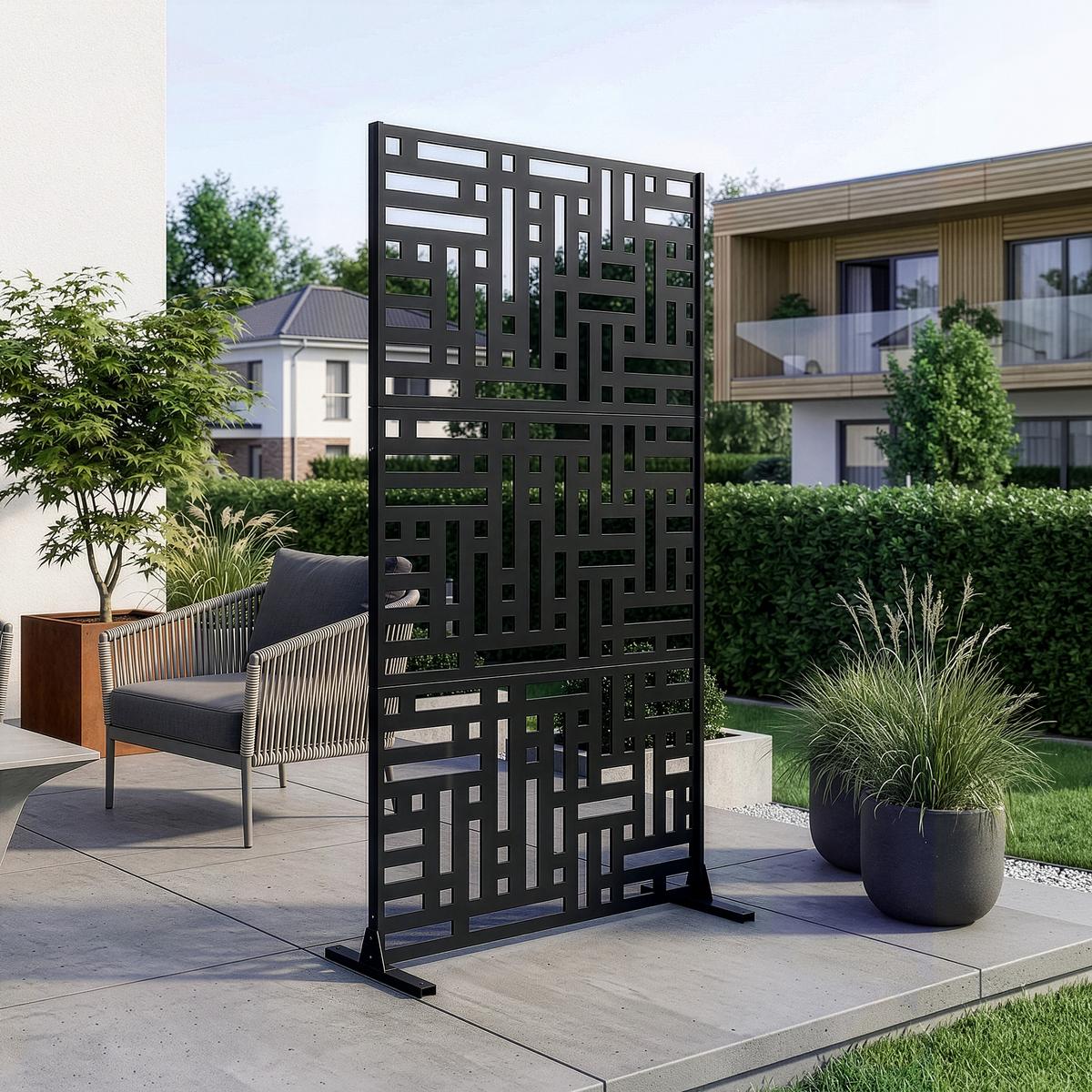 TRENNWAND Bernalda - Schwarz, Metall (90/180cm) - casa.pro
