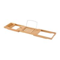 BADEWANNENABLAGE Badewannenbrücke Wannenauflage Tablett Bambus Sekthalter - Naturfarben, Holz (218/5/105cm) - HOMCOM