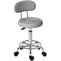 ROLLHOCKER höhenverstellbar Drehhocker Drehbar Salon Hocker mit Lehne, Rädern - Silberfarben/Grau, Kunststoff/Textil (32/86/40cm) - HOMCOM