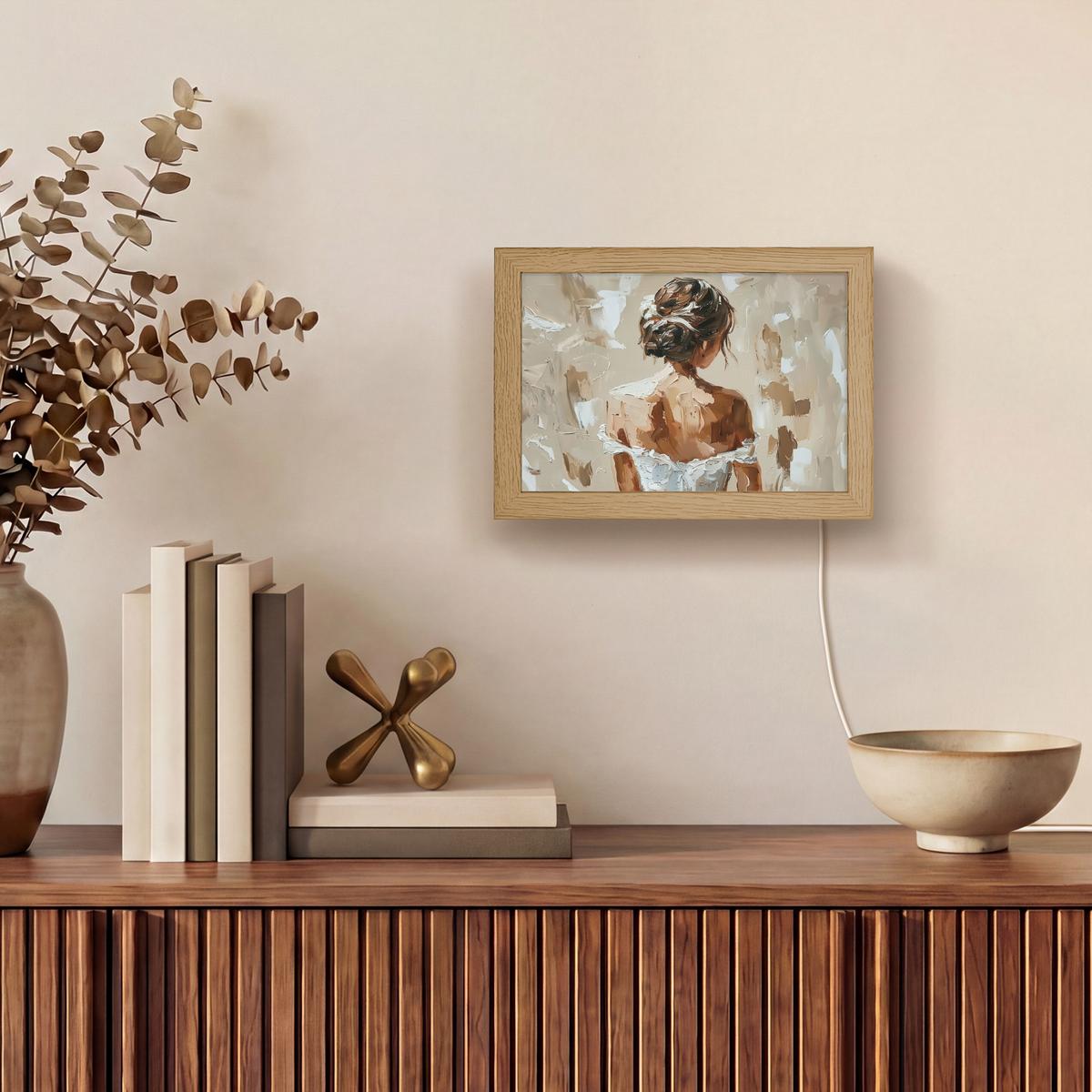 WANDLEUCHTE Frau - Farbe - Abstrakt - Beige - Modern 20x15 cm - Hellbraun, Holzwerkstoff (20/15/8cm) - OnlyWow