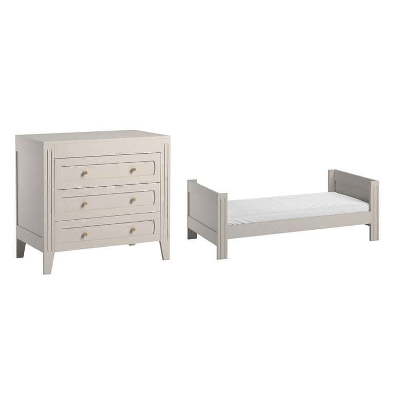 BABYZIMMER 2-teilig Milenne Beige - Beige, Holzwerkstoff (144/80/75cm) - Petits-meubles