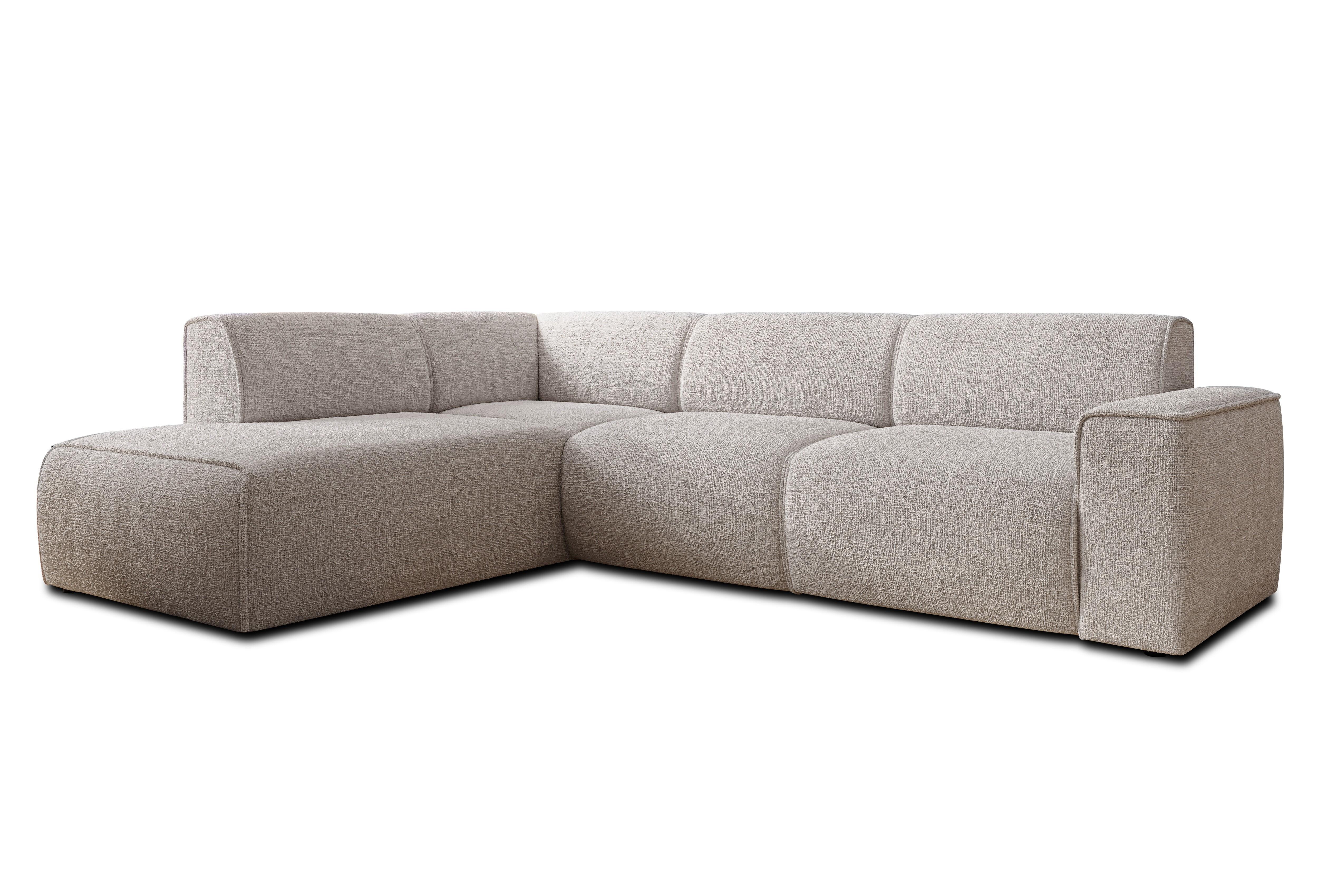 ECKSOFA L Form Didim Creme 292/220/78 cm – großes Sofa stilvoll & bequem L - Creme/Schwarz, Kunststoff/Textil (220/292cm) - AX Living