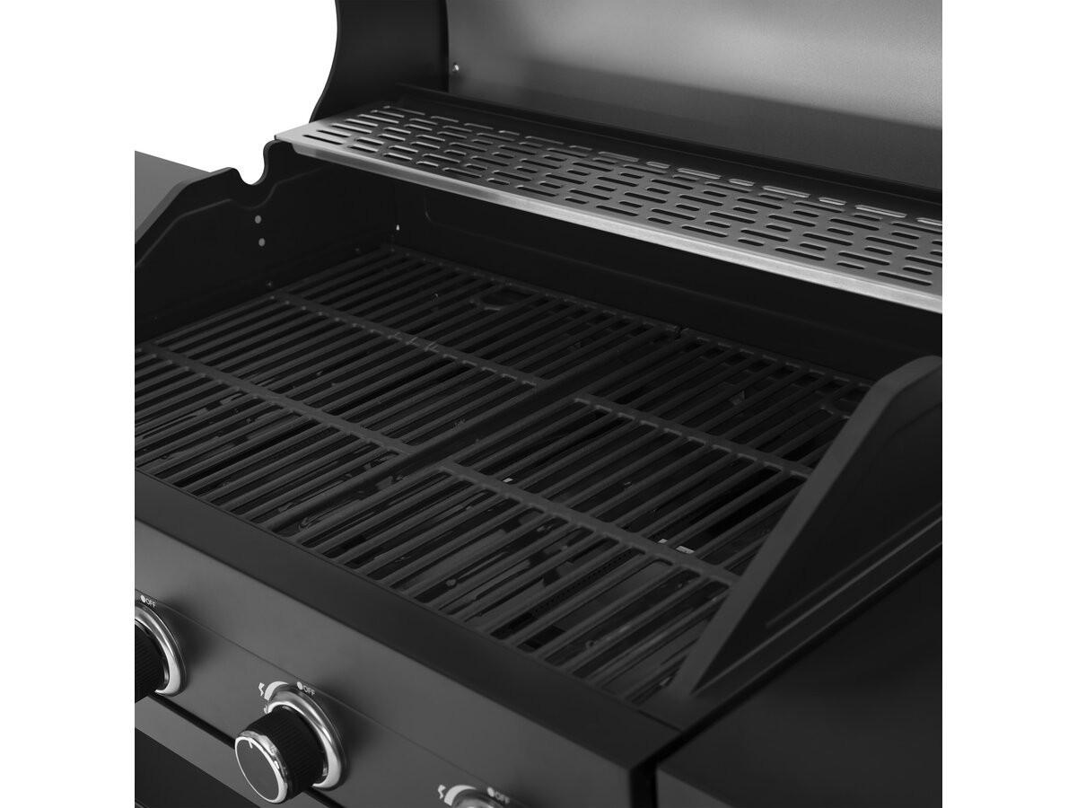 GASGRILL barbecue à gaz cuisine d'extérieur - 12 kw - 4 brûleurs - noir Schwarz - Grau, Metall (53/111/233cm) - Habitat Garten