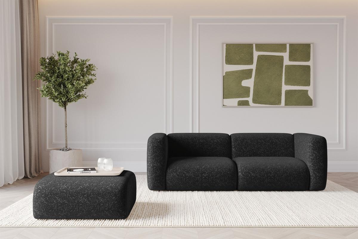 POUF MIRA-PUF 91x89x40 Schwarz cm Velours Modular Sitzhocker - Schwarz, Holzwerkstoff/Kunststoff (91/40/89cm) - ALTDECOR