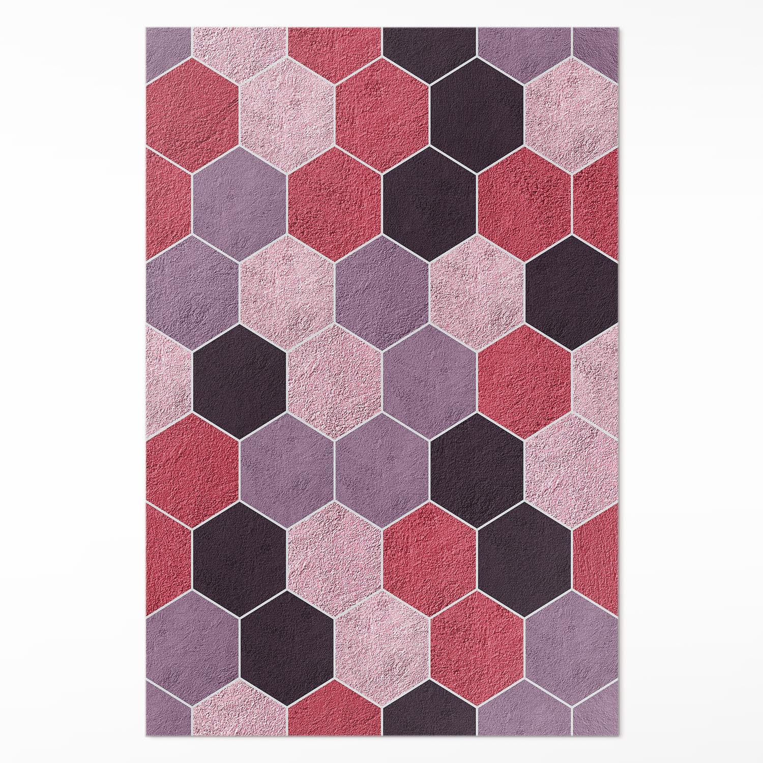 TEPPICH 140x210 cm Plüsch-Hexagone Geometrisches Muster - Pink, Kunststoff (140/210cm) - Wallfluent