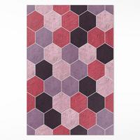 TEPPICH 100x150 cm Plüsch-Hexagone Geometrisches Muster - Rosa, Kunststoff (100/150cm) - Wallfluent