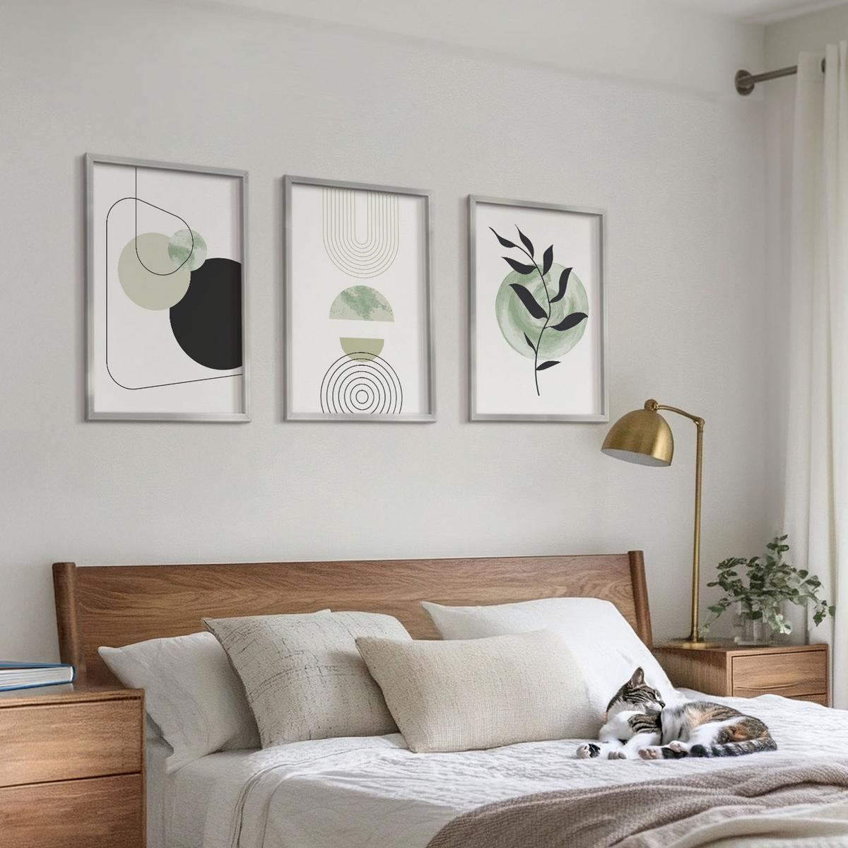 BILDER SET 3er Set - 40x60 cm Silberner Rahmen - Abstrakte Pflanzenformen - Silberfarben, Kunststoff (40/60cm) - TULUP