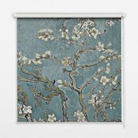 INNENROLLO - Fensterrollo - Rollo - 90x180 cm - Zweige auf blauem Hintergrund - Blau, Kunststoff (90/180/0.5cm) - TULUP