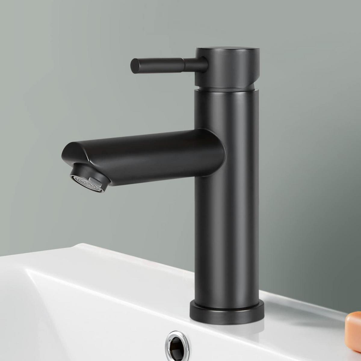 WASCHTISCHARMATUR Bachorw 14.6/4.6/17.4 cm - Schwarz, Metall (4.6/17.4/14.6cm) - ZMH