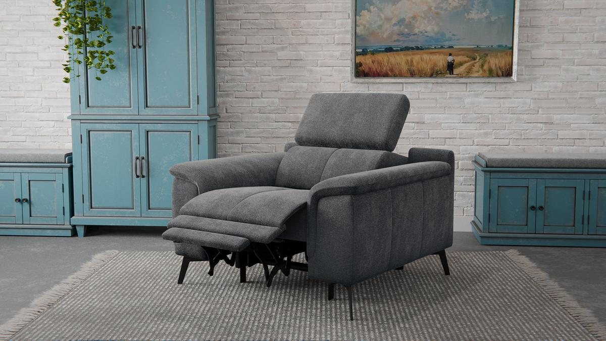 SESSEL FIERO mit Relaxfunktion, dunkelgrau - Dunkelgrau/Schwarz, Holzwerkstoff/Textil (114/82/103cm) - Wozimo