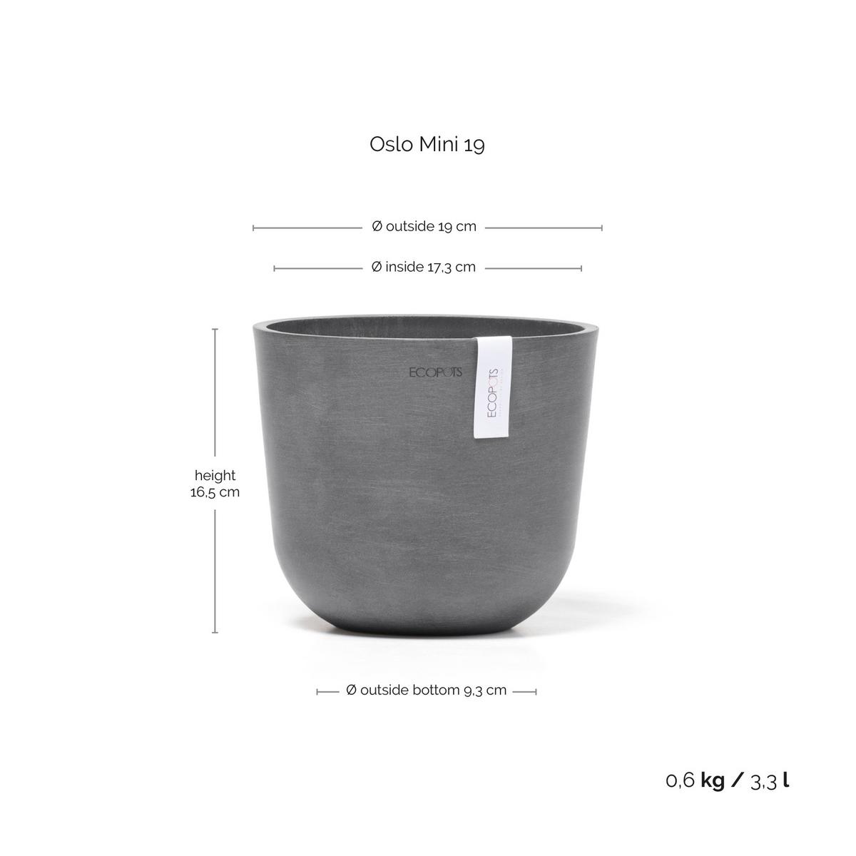 BLUMENTOPF Oslo Mini 19/16,5 cm Grau - Grau, Kunststoff (19/16.5cm) - Ecopots