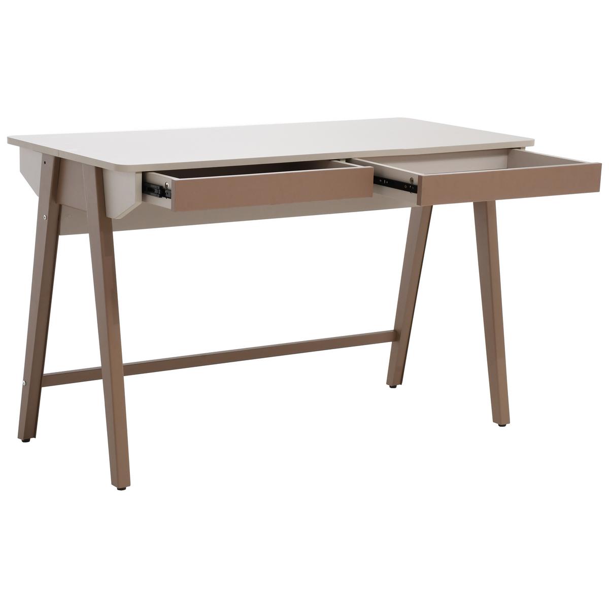 SCHREIBTISCH Boreo mit Schubladen und braunen Metallbeinen, 120 cm, Kaschmir+Hellbraun - Kaschmir/Hellbraun, Metall (55/120/74cm) - Beautysofa