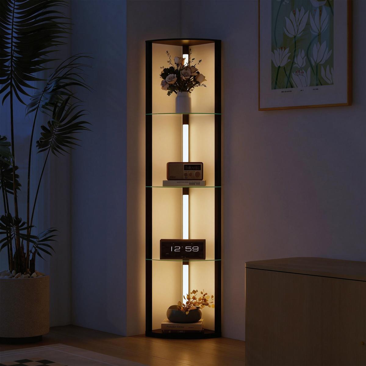 STEHLAMPE MDF Glas Schwarz - Schwarz, Holzwerkstoff (41.5/29.5/162cm) - HOMCOM