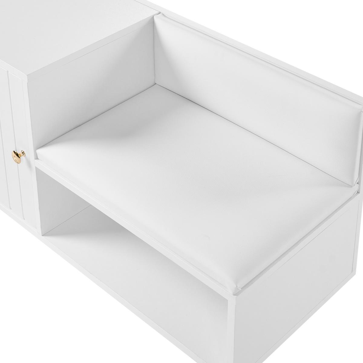 SCHUHBANK Weiß Kelowna - Goldfarben/Weiß, Holzwerkstoff (100/50/35cm) - Beliani