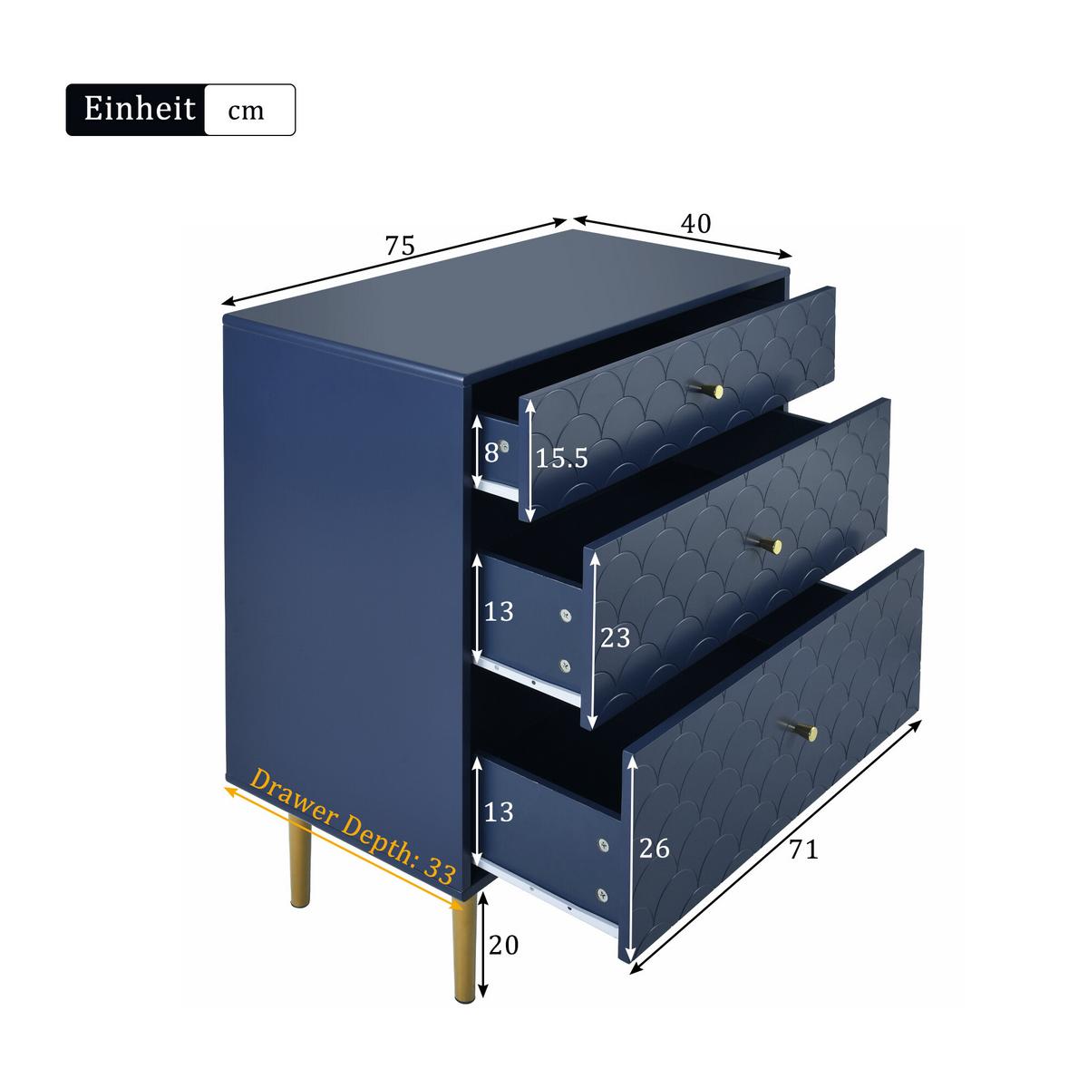 KOMMODE Blau 75/40/89 cm - Blau, Holzwerkstoff (40/89/75cm) - Urban Meuble