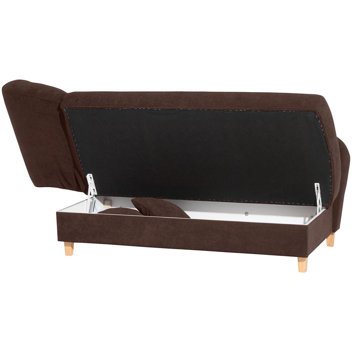 RECAMIERE mit Armteil links klappbar Katia Bezug Veloursstoff Buche natur / braun - Braun, Kunststoff (190/82/88cm) - 58aufmkessel