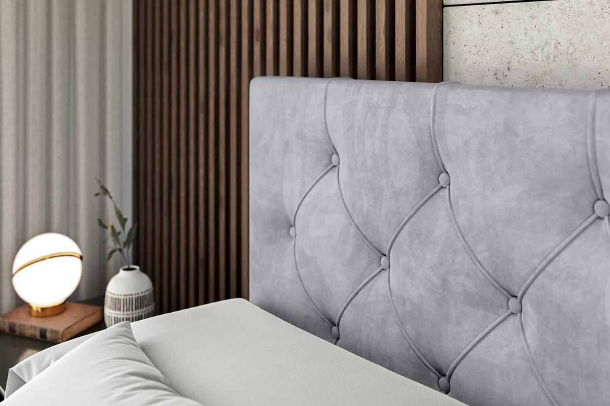 BOXBETT mit Matratze H3 und Lattenrost - MIRAGE - 180x200 Hellgrau - Hellgrau, Holzwerkstoff (180/200cm) - ALTDECOR