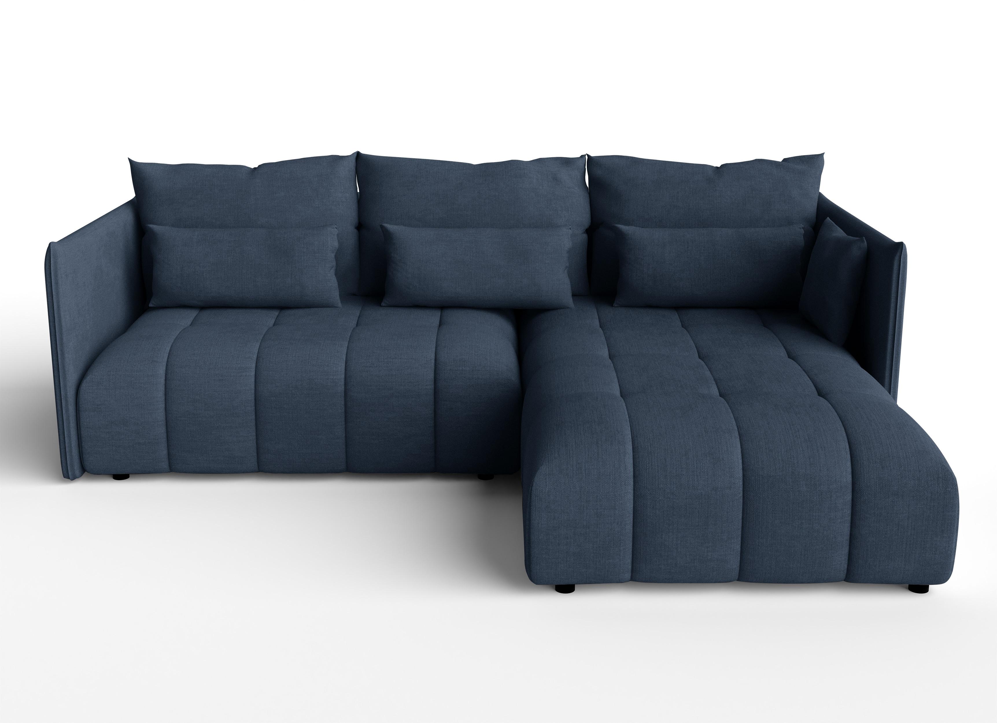 ECKSOFA L Form Cosmova Blau 248/180/83 cm mit Schlaffunktion - Blau/Schwarz, Kunststoff/Textil (248/180cm) - AX Living