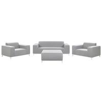 LOUNGE SET 5-Sitzer hellgrau/weißes Gestell Rovigo - Weiß/Grau, Textil - Beliani