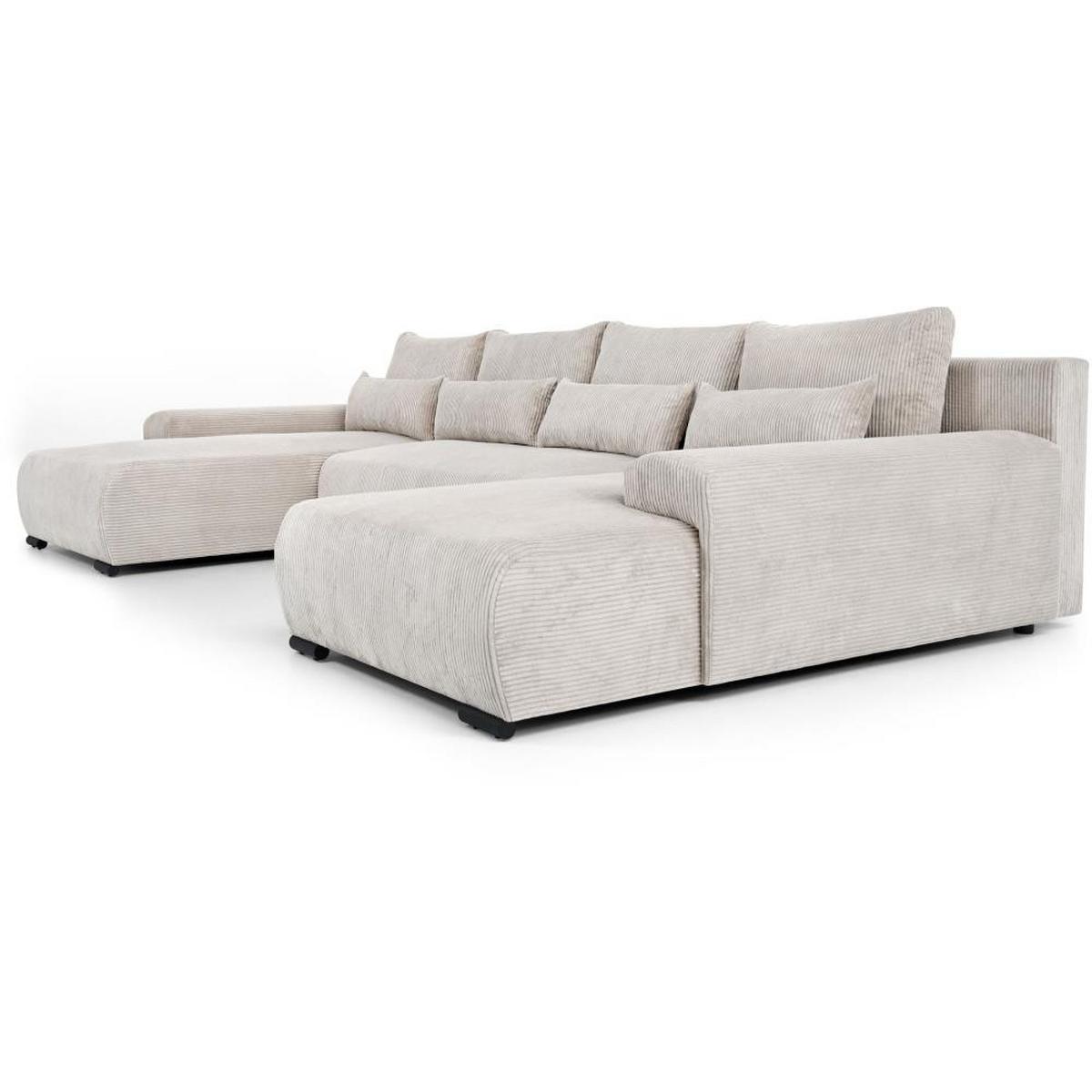 WOHNLANDSCHAFT Benny U beige - Beige/Schwarz, Textil/Metall (350/85/186cm) - Beautysofa