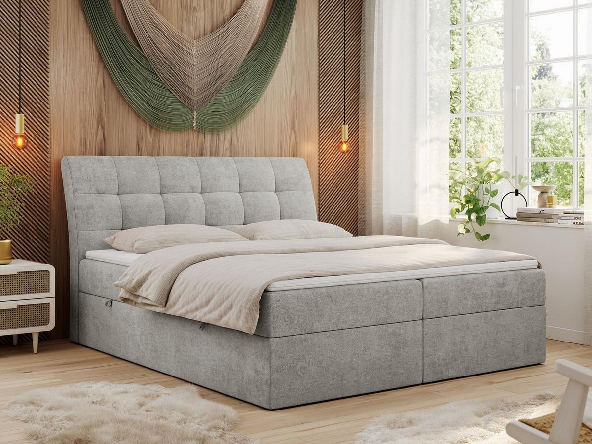 BOXBETT DIEGOS 200/200 Hellgrau Struktur - H4 - Hellgrau, Holz/Textil (200/200cm) - MKS