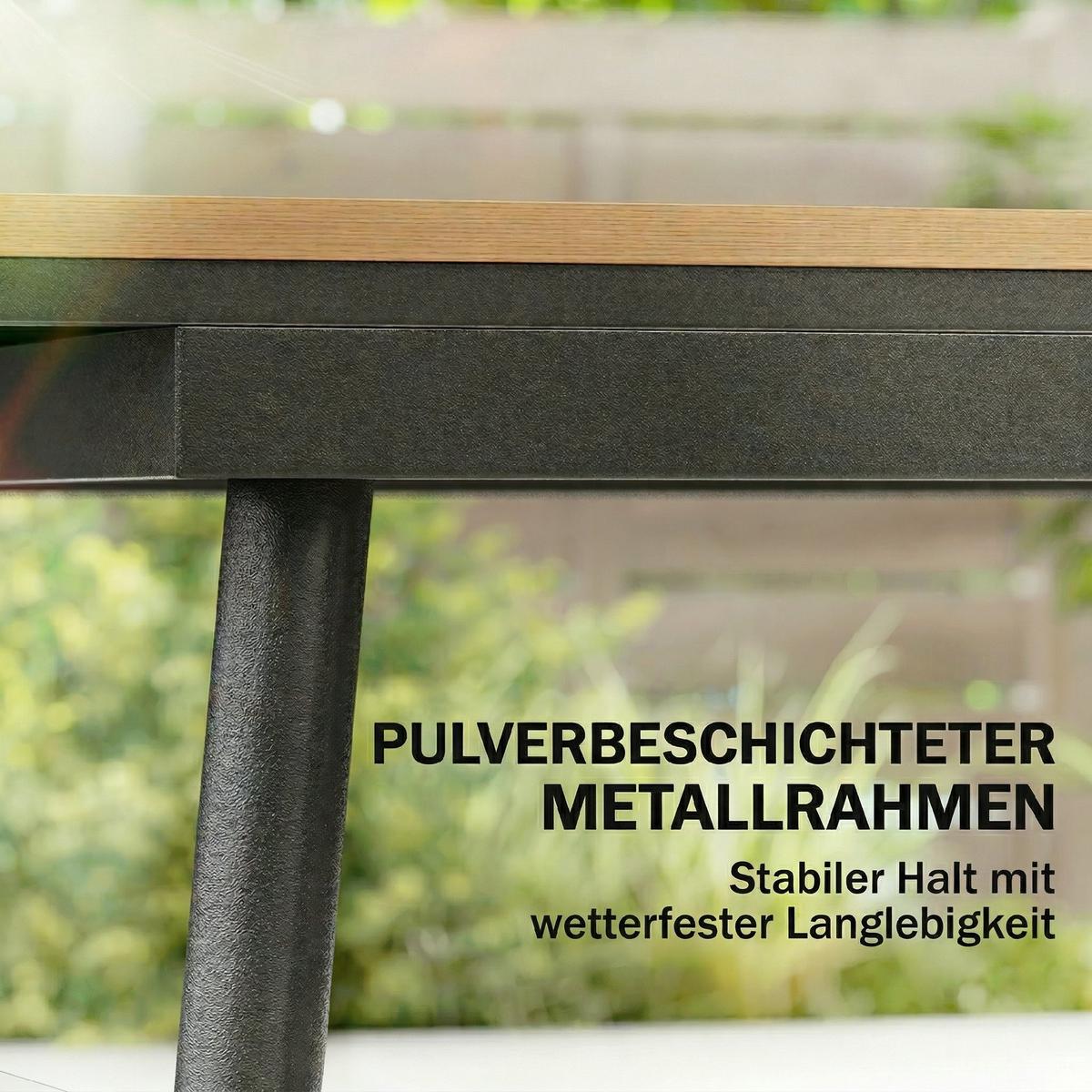 GARTENTISCH rechteckig 140/80/75 cm Teak - Teakfarben, Metall (140/80/75cm) - Outsunny