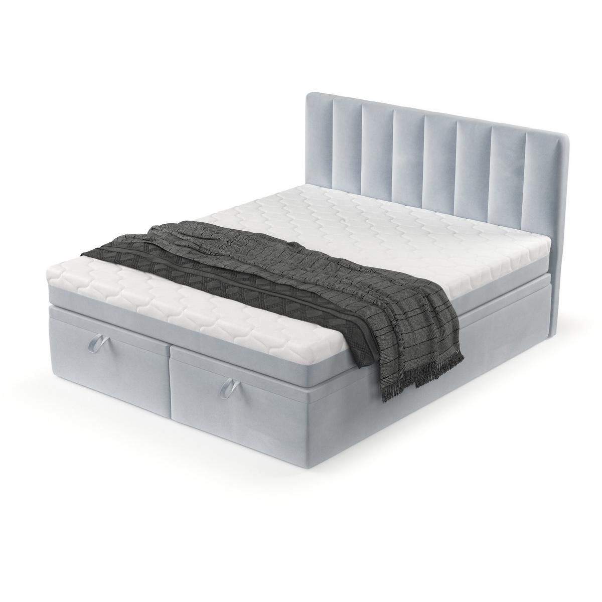BOXBETT Lume 140/200 cm Hellgrau im Paros Stoff - Hellgrau/Schwarz, Holz/Holzwerkstoff (140/200cm) - AltaBeds