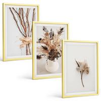 BILDER SET 3er Set - 40x60 cm Goldrahmen - Blumenzweige minimalistisch - Goldfarben, Kunststoff (40/60cm) - TULUP