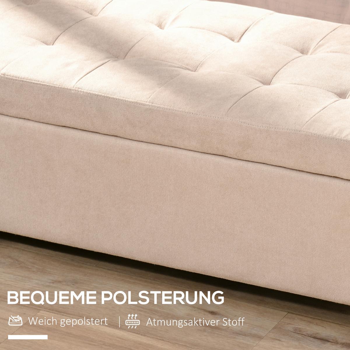 TRUHENBANK mit Stauraum Leinenoptik, Beige - Beige, Kunststoff (49/41.5/125cm) - HOMCOM