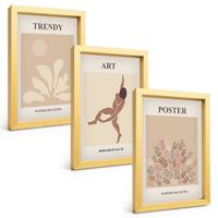 BILDER SET 3er Set - 20x30 cm Goldrahmen - Matisses abstrakte Formen - Goldfarben, Kunststoff (20/30cm) - TULUP