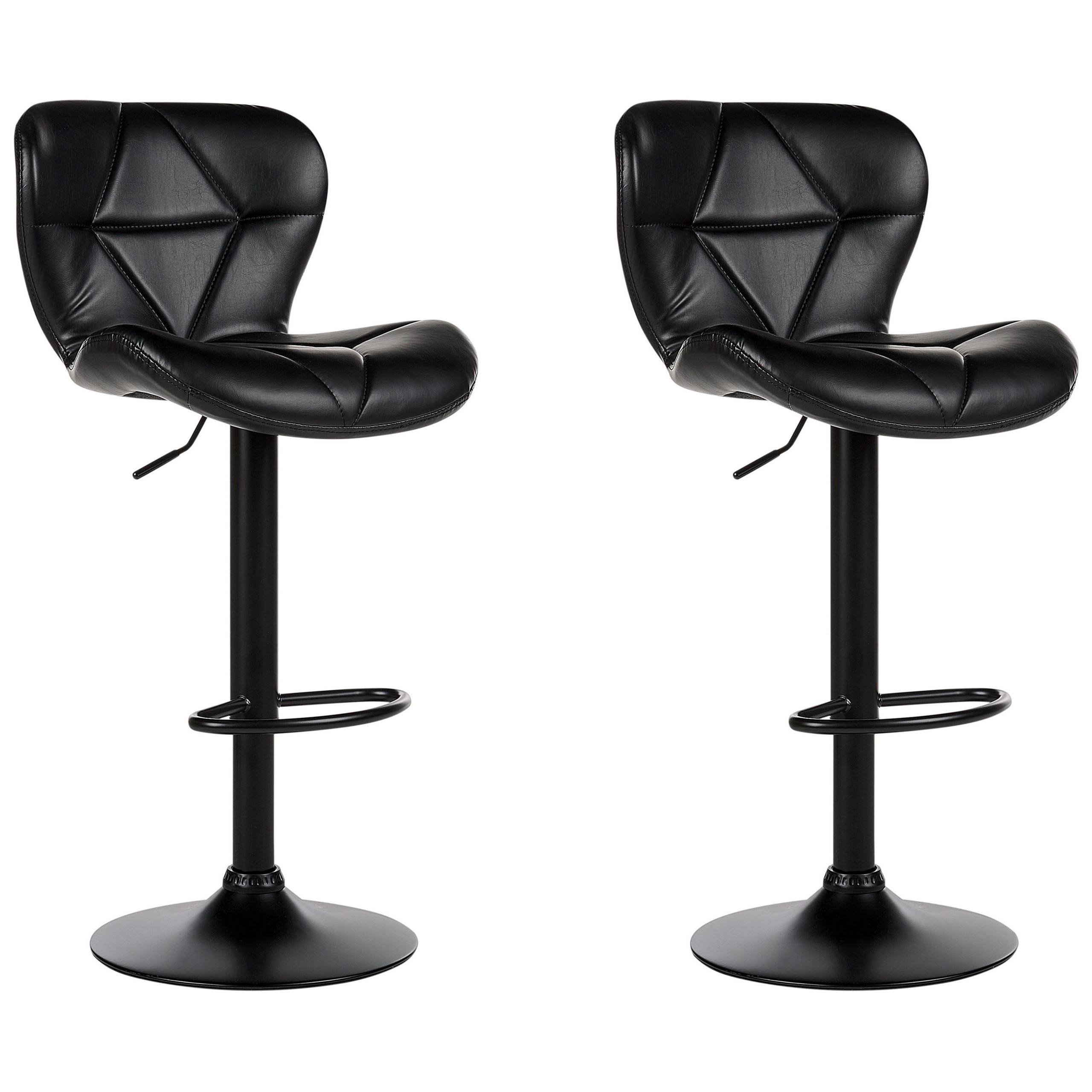 BARHOCKER 2er-Set Kunstleder schwarz höhenverstellbar Valetta - Schwarz, Kunststoff (46/89/51cm) - Beliani