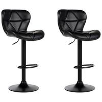 BARHOCKER 2er-Set Kunstleder schwarz höhenverstellbar Valetta - Schwarz, Kunststoff (46/89/51cm) - Beliani