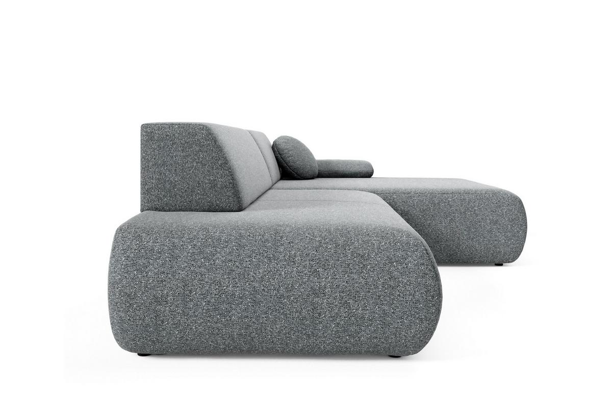 ECKSOFA DELTA R-S Grau Geflochtener Stoff mit Schlaffunktion - Grau, Holz (286/173.5cm) - MASSENO