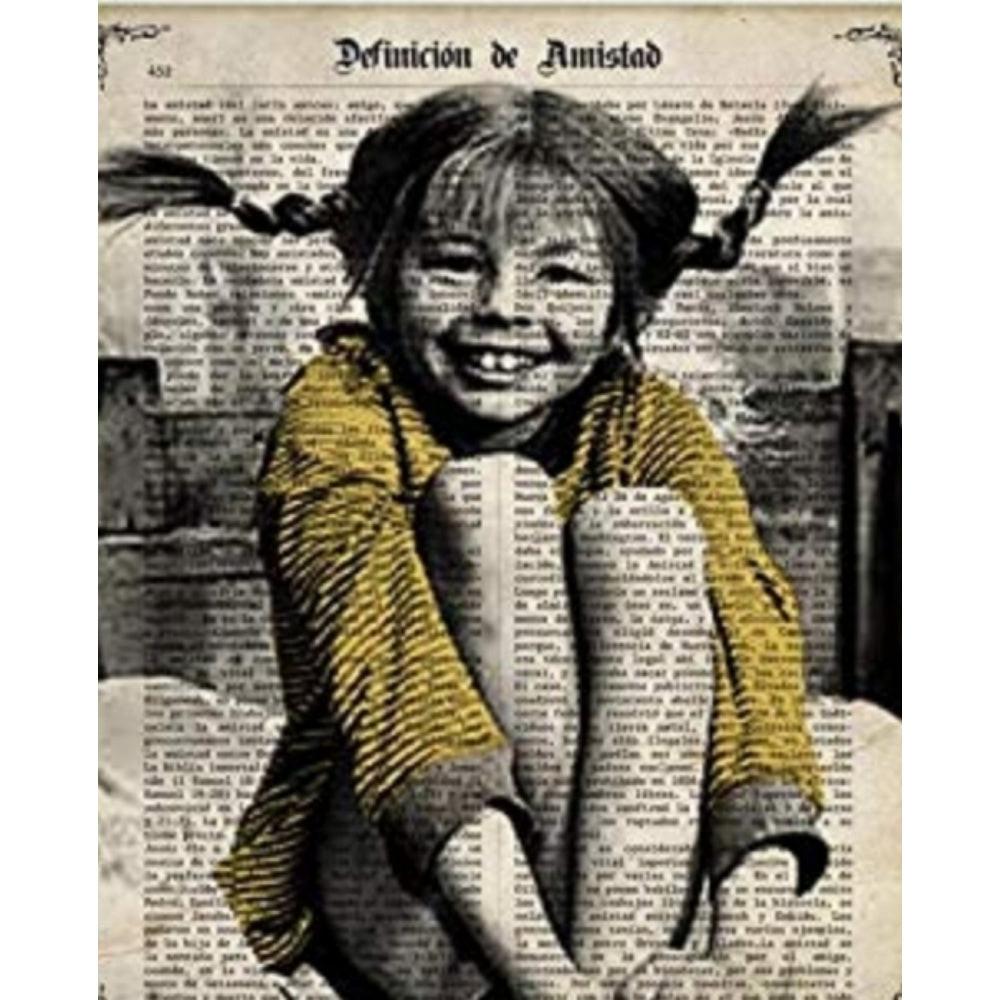 POSTER Von Pippi Langstrumpf Schwarz Und Weiß A4 Schwarzer Rahmen - Schwarz, Papier (29.7/5/21cm) - Nacnic