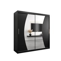 SCHWEBETÜRENSCHRANK 200/200/62 2-türig - Silberfarben/Schwarz, Holz/Kunststoff (200/200/62cm) - MÖBEL KRYSPOL