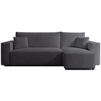 ECKSOFA Scarlo Dunkelgrau Bouclé-Bezug - Dunkelgrau/Schwarz, Kunststoff/Textil (244/145cm) - Selsey