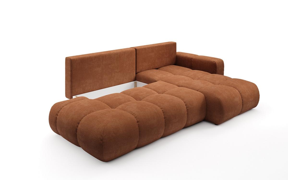 ECKSOFA DUCA R-S Orange Chenille mit Schlaffunktion - Dunkelorange, Holz (266.5/266.5cm) - MASSENO