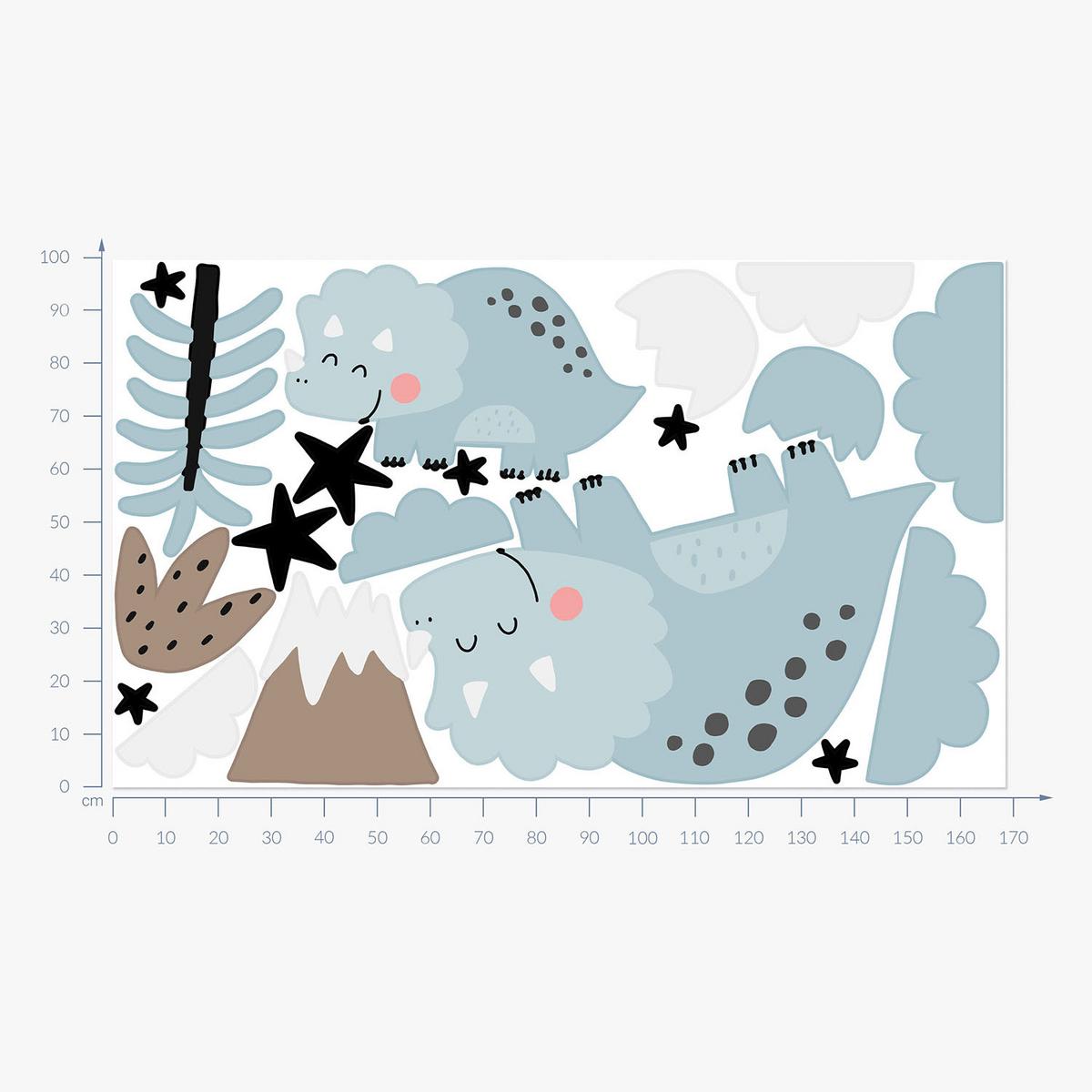 WANDAUFKLEBER 100x169cm - Dinosaurier wilde Vegetation - Multicolor, Kunststoff (100/169/0.1cm) - Wallfluent
