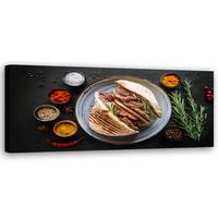 WANDBILD kebab kebap gewürze essen für die küche - Multicolor, Textil (90/30cm) - Feeby
