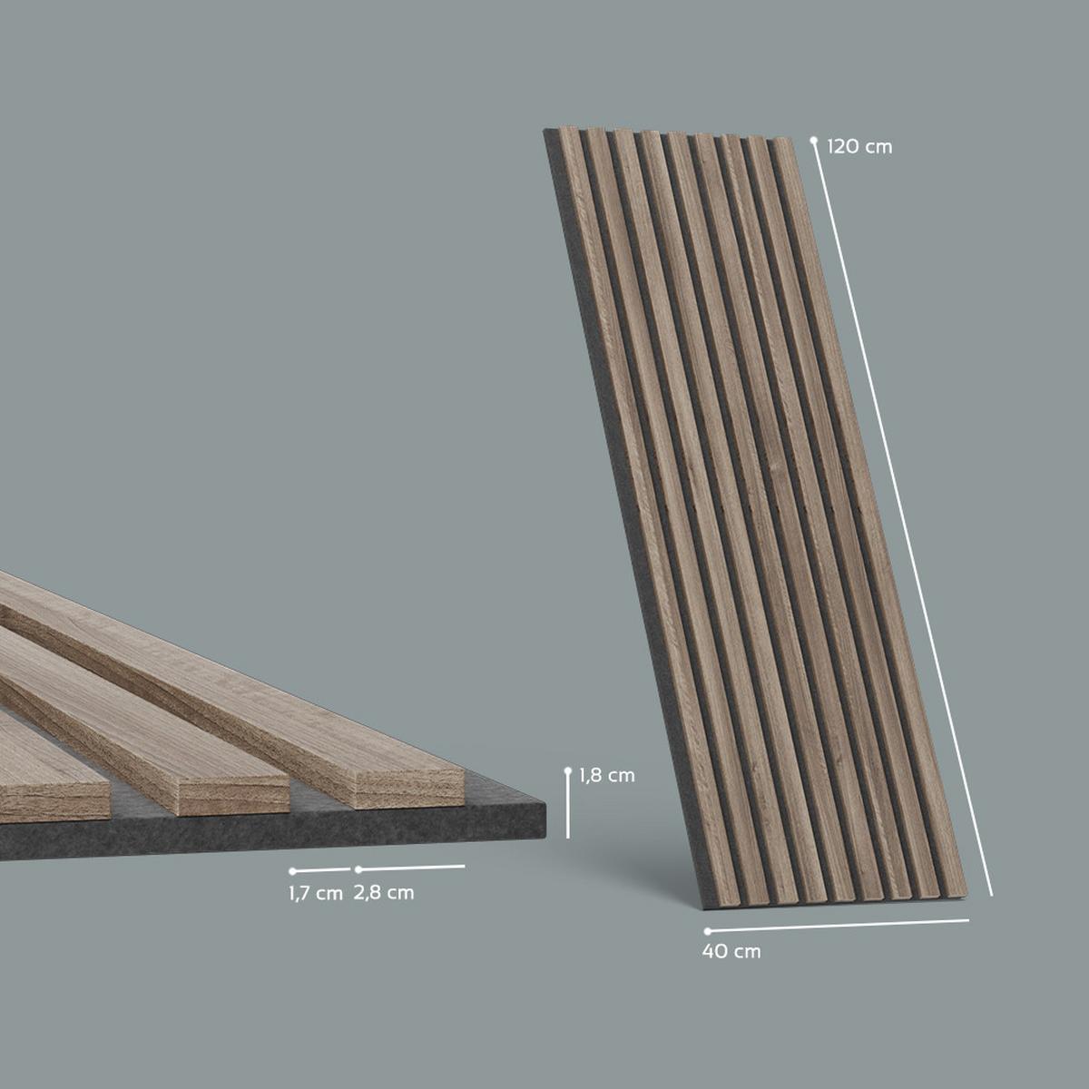 WANDPANEELE Grivola Nussbaum 12 Stück - Walnussfarben, Holzwerkstoff (120/40/1.8cm) - Livinity®