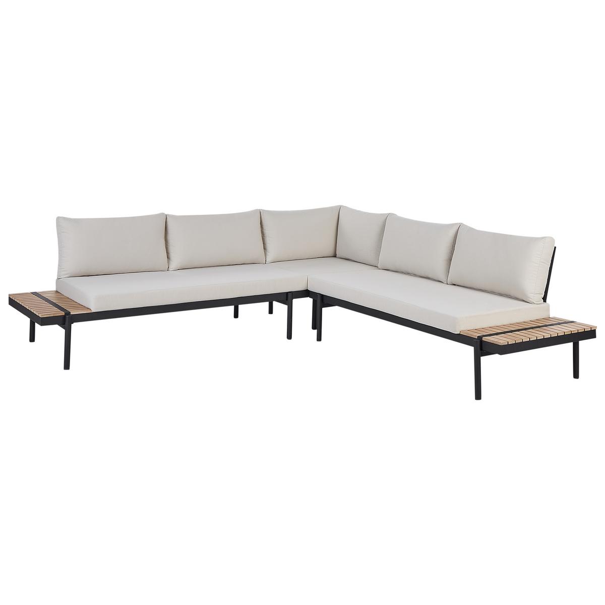 LOUNGE-SET 5-Sitzer Weiß Bellariva - Hellbraun/Schwarz, Holz - Beliani