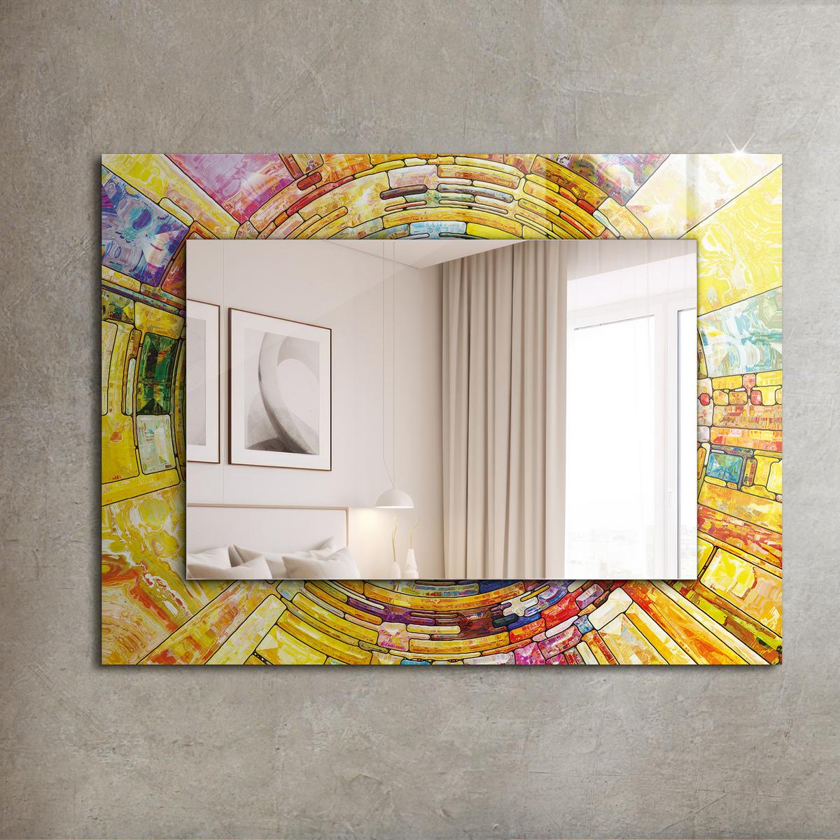 SPIEGEL 80 x 60 cm Rechteckig mit Aufdruck - Gelb, Glas (80/60/0.4cm) - TULUP