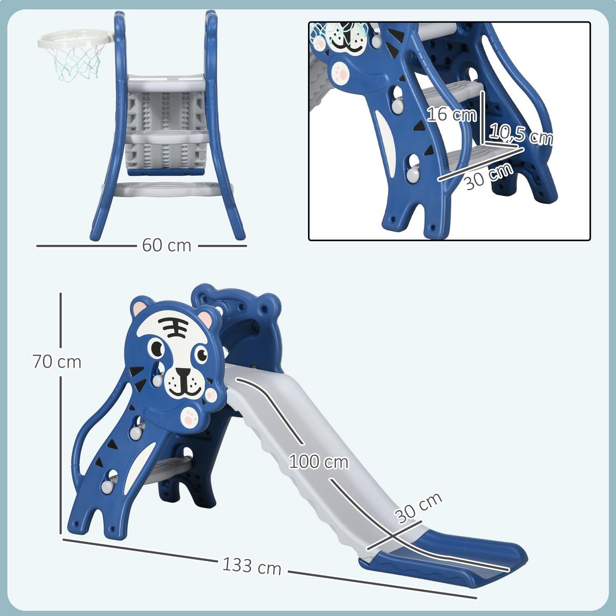 KINDERRUTSCHE PE Blau - Blau, Kunststoff (60/70/133cm) - AIYAPLAY