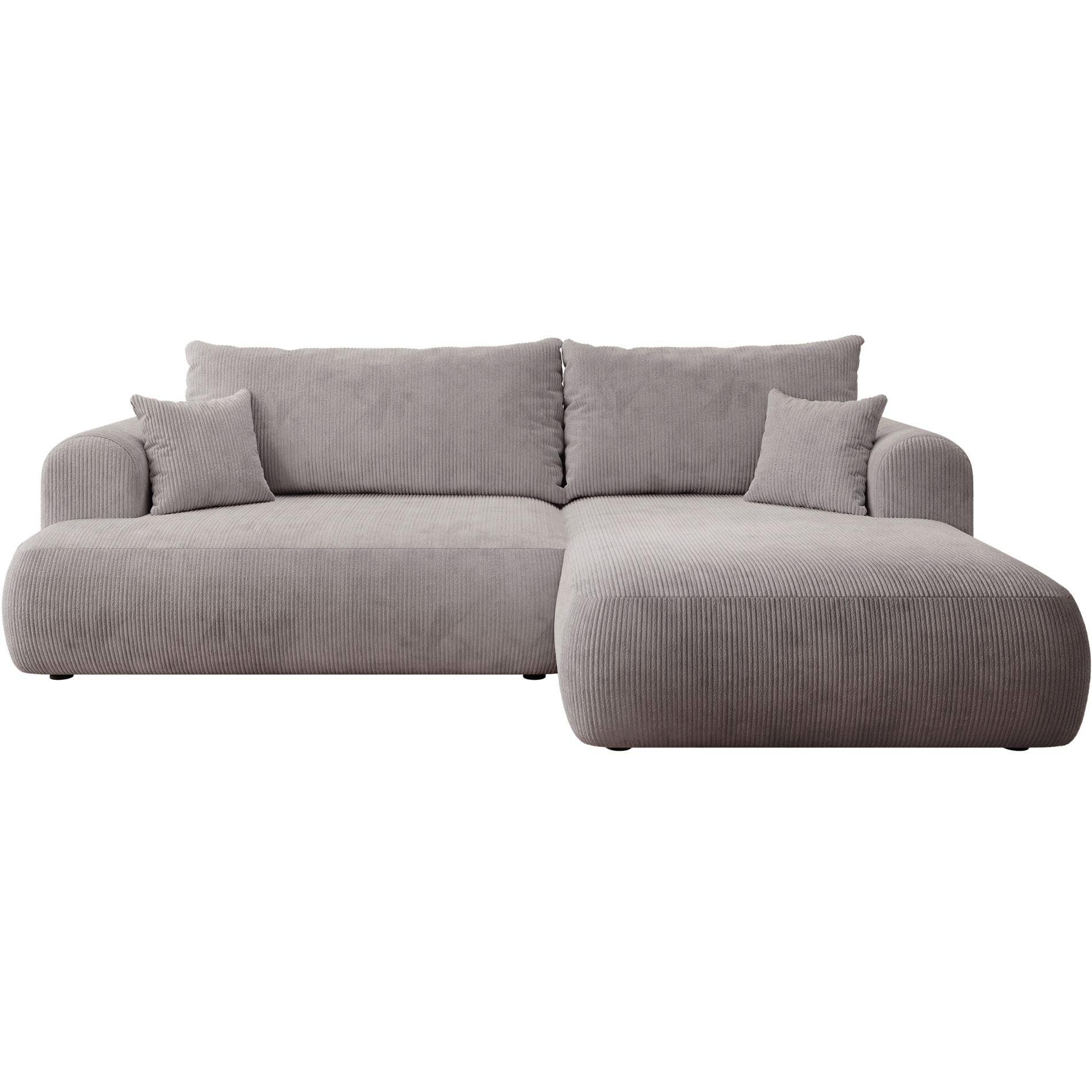 ECKSOFA Ovo Cord mit Cordbezug Hellgrau, rechts - Hellgrau/Schwarz, Textil (165/260cm) - Selsey