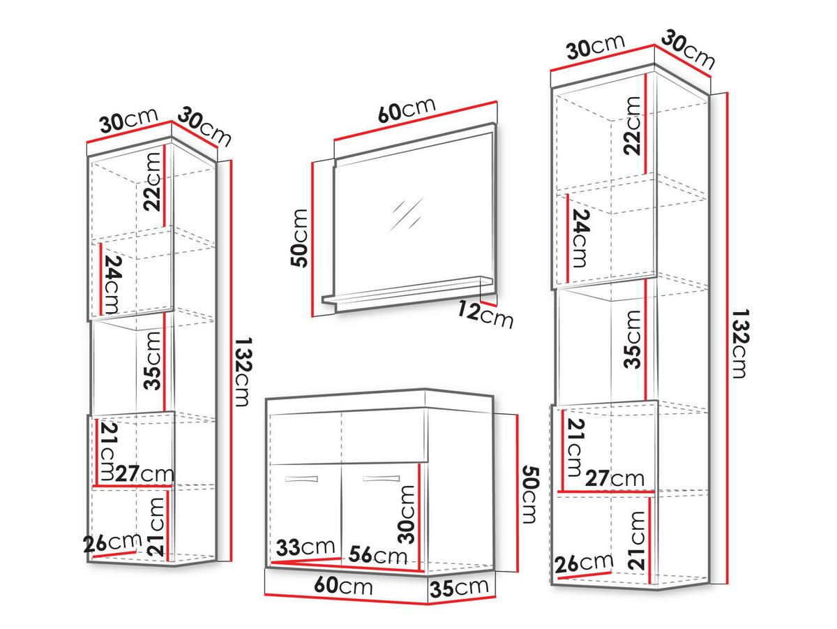 BADMÖBEL-SET Montreal XL - Graphitfarben, Holzwerkstoff (30/132/30cm) - MIRJAN24