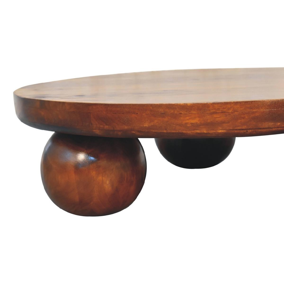 CENTRAL Ball Tisch im Kastanienholz-Finish - Kastanienfarben/Messingfarben, Holz/Metall (80/80/23cm) - Artisan Furniture